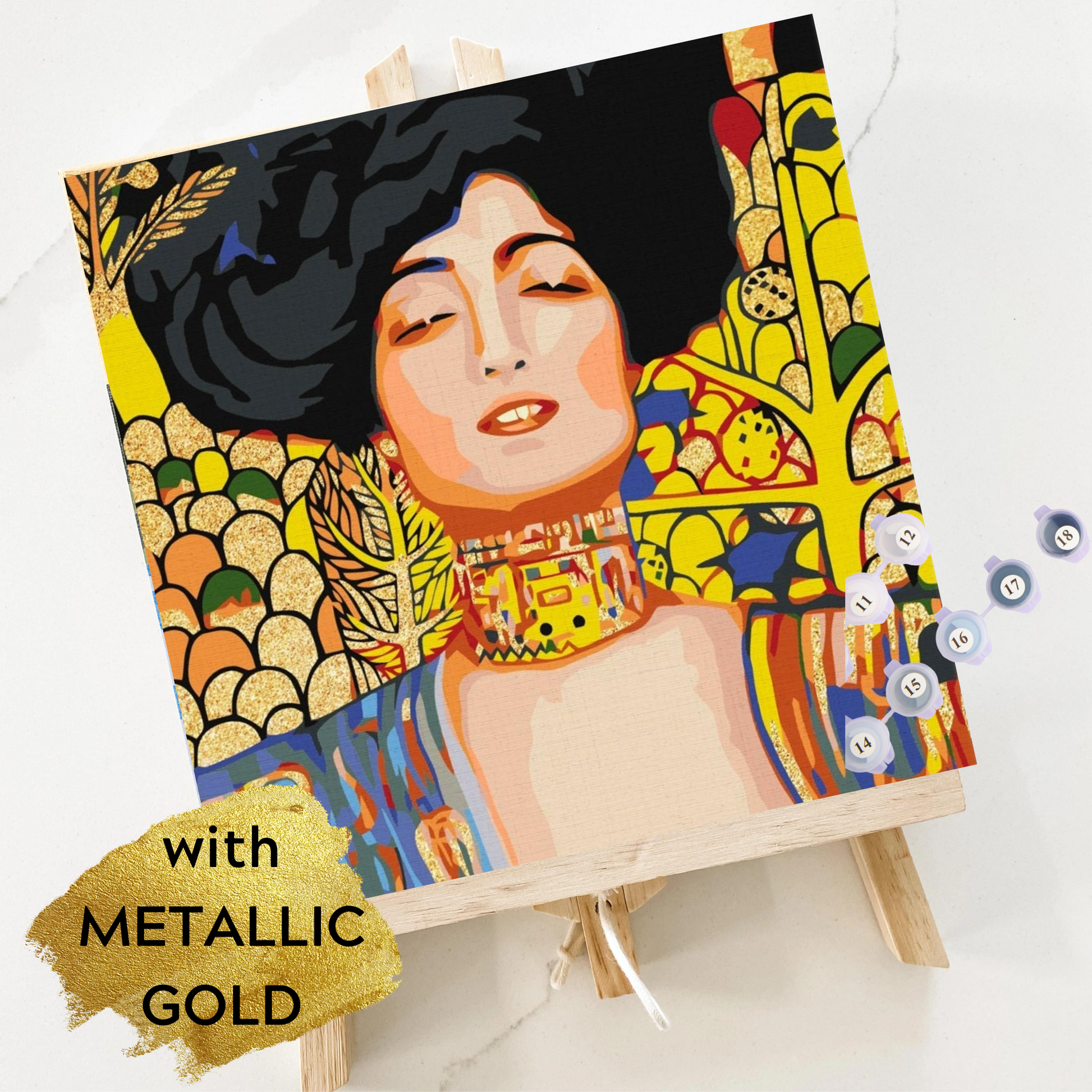 Mini Painting Kit with Easel - Judith with metallic paint