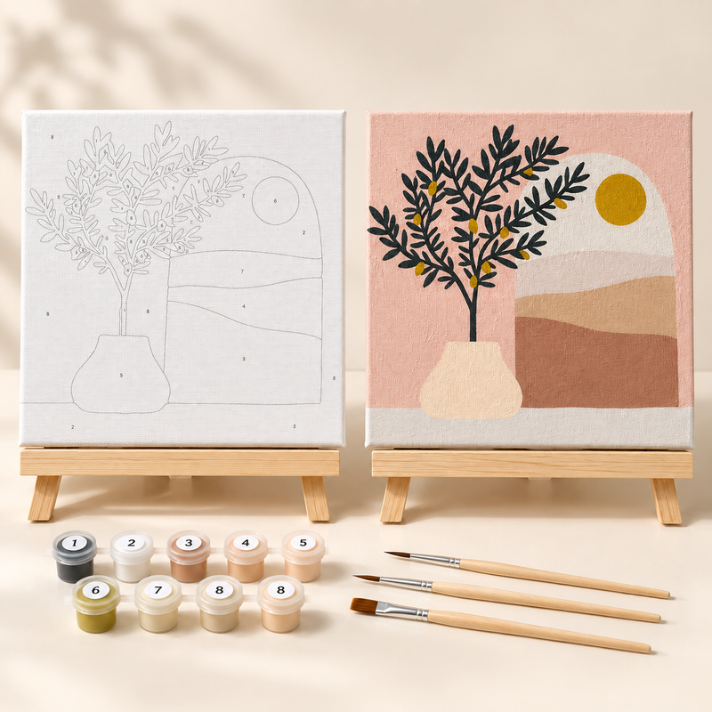 20x20 cm framed Paint by Numbers kit with optional easel